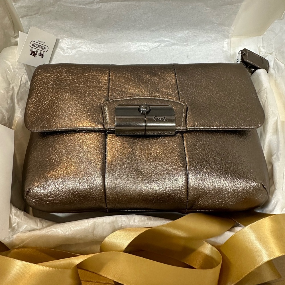 NWT Coach Kristen Leather Crossbody, color: QB/Marcasite